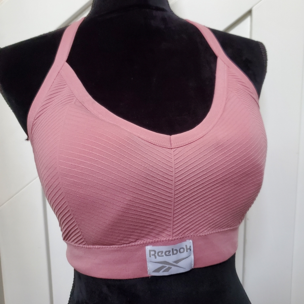 Reebok Dusty Rose Ribbed Sports Bra